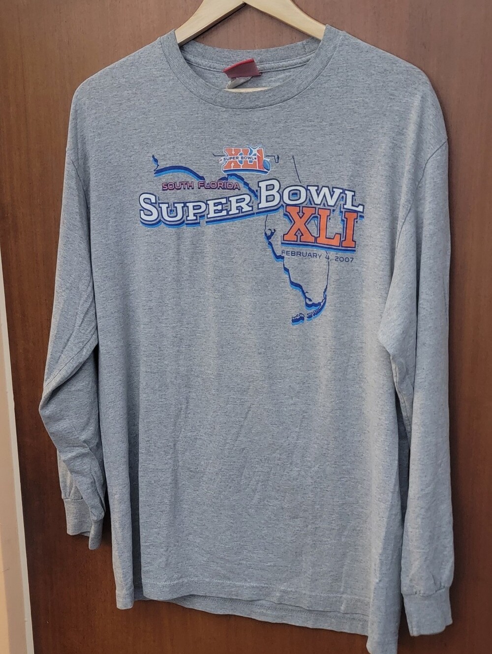 NFL Super Bowl XLI Gray Long Sleeve Shirt South Florida February 4, 2007